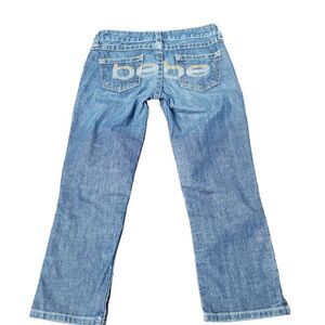 Vintage Y2K 2000s Bebe Rhinestone Logo Low Rise Zip Ankle Jeans